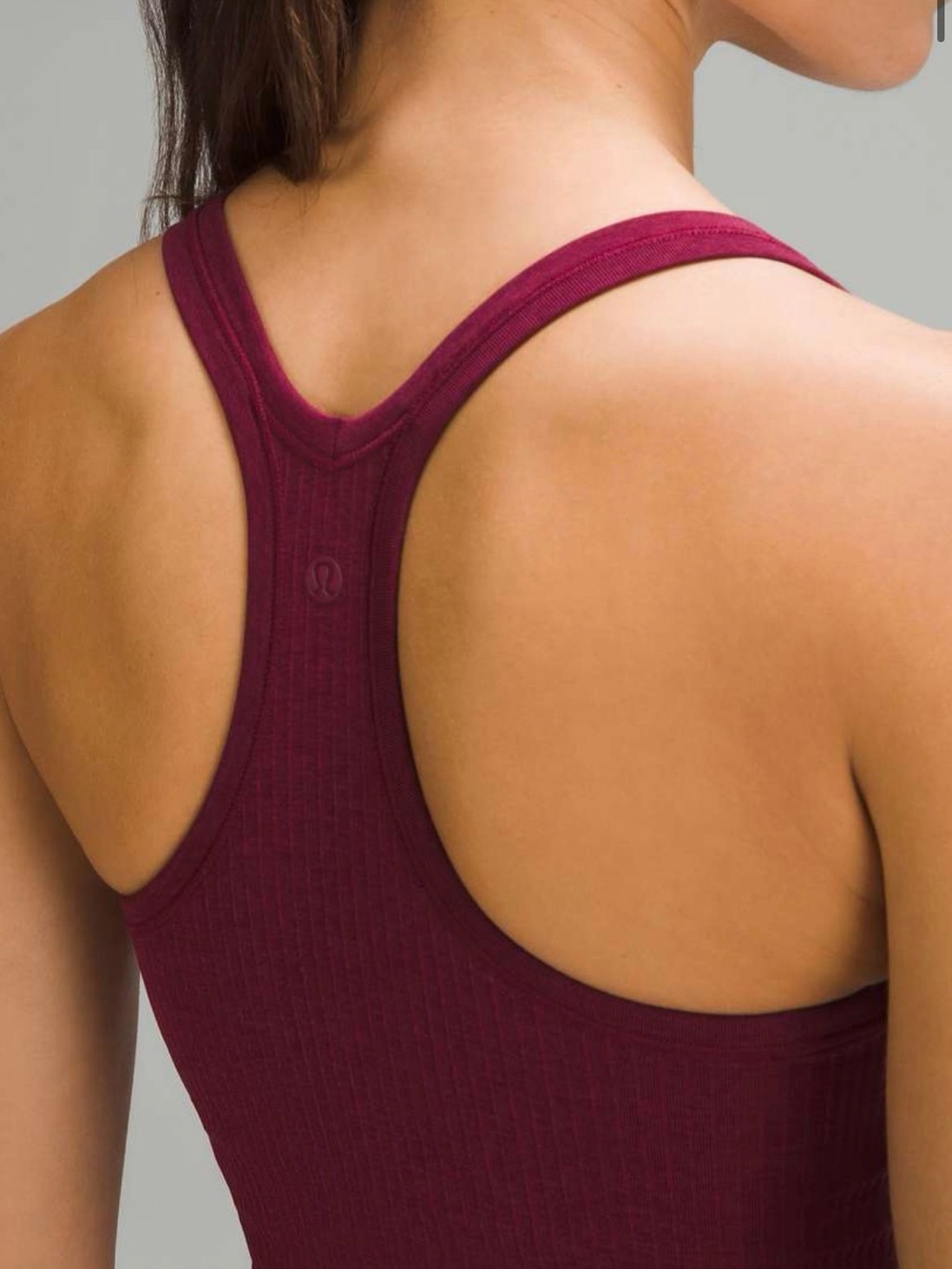 Lululemon Ebb to Street Tank Top Ribbed Raspberry Color Size 4 - Picture 2 of 7